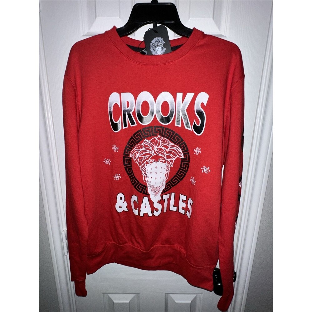 Crooks and Castles size XL Crewneck Sweatshirt Red/Black-White.